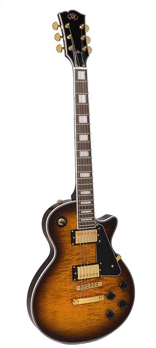 Elektrische gitaar - SX EH3D-DS - LP Custom-stijl - Set Neck - 2x Humbucker - Quilted Maple Top - Tobacco Sunburst