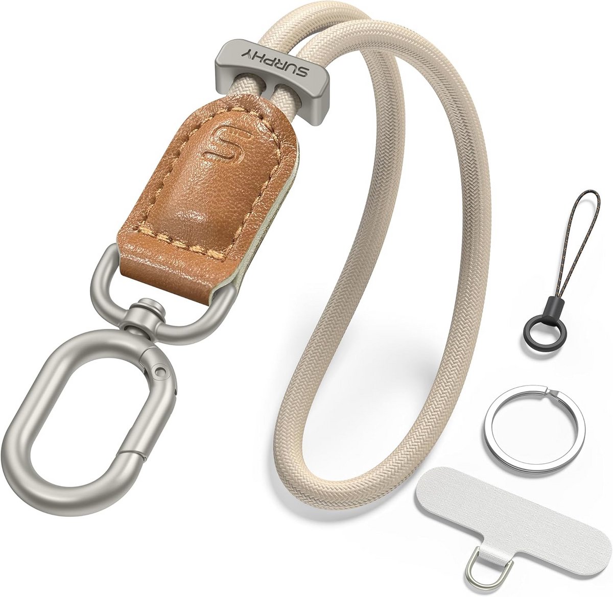 Wristband Lanyard voor Telefoon met Metalen Gesp - Verstelbaar Leerachtig Koord Kort - Geschikt voor Alle Telefoons, Portemonnee, Sleutelhanger, USB Stick