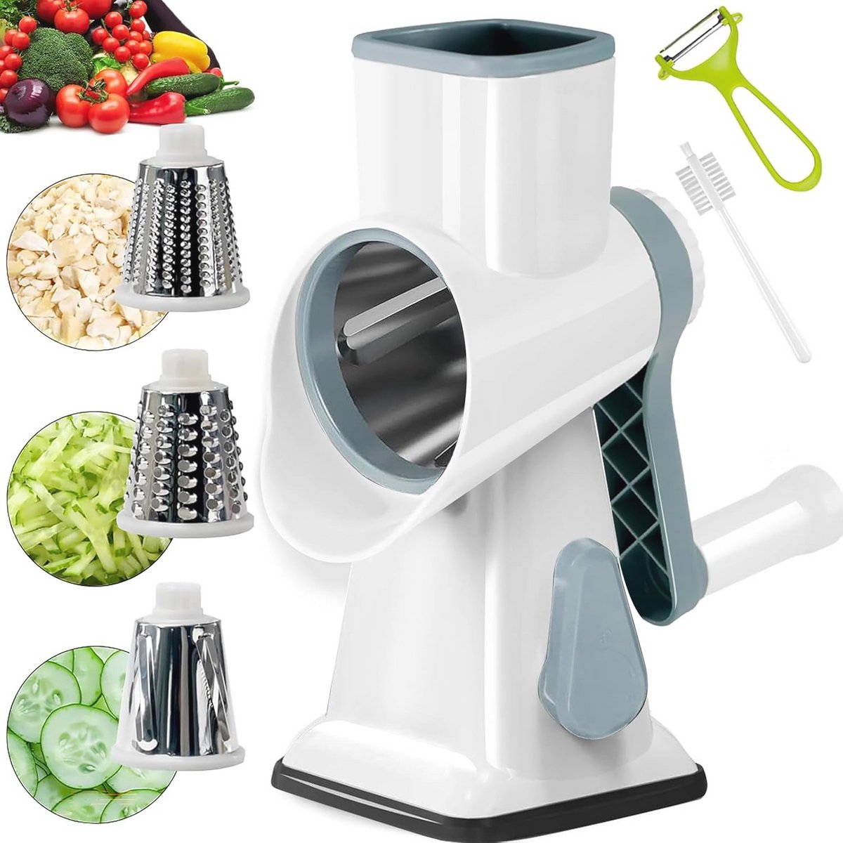 Multifunctionele Roterende Kaasrasp met Handvat - Ideaal voor Groenten en Fruit