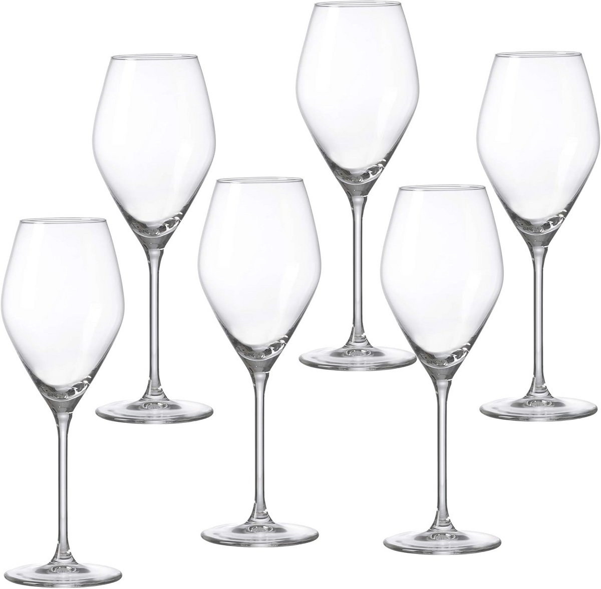 Set van 6 witte wijnglazen, 340 ml, vaatwasmachinebestendig