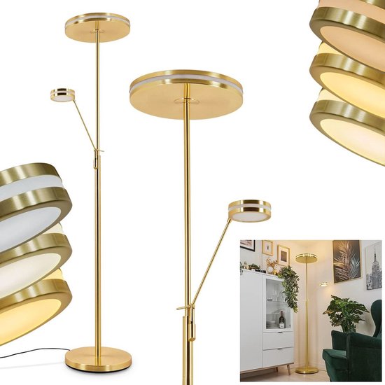 Moderne Vloerlamp - 25/25/175 Cm - Zwart - Metalen Staande Lamp Met Leeslamp Geintegreerde Led 42w 3636lm Dimbaar Voor Kantoor En Slaapkamer Moderne Vloerlamp - 25/25/175 Cm - Zwart - Metalen Staande Lamp Met Leeslamp Geintegreerde Led 42w 3636lm Dimbaar Voor Kantoor En Slaapkamer