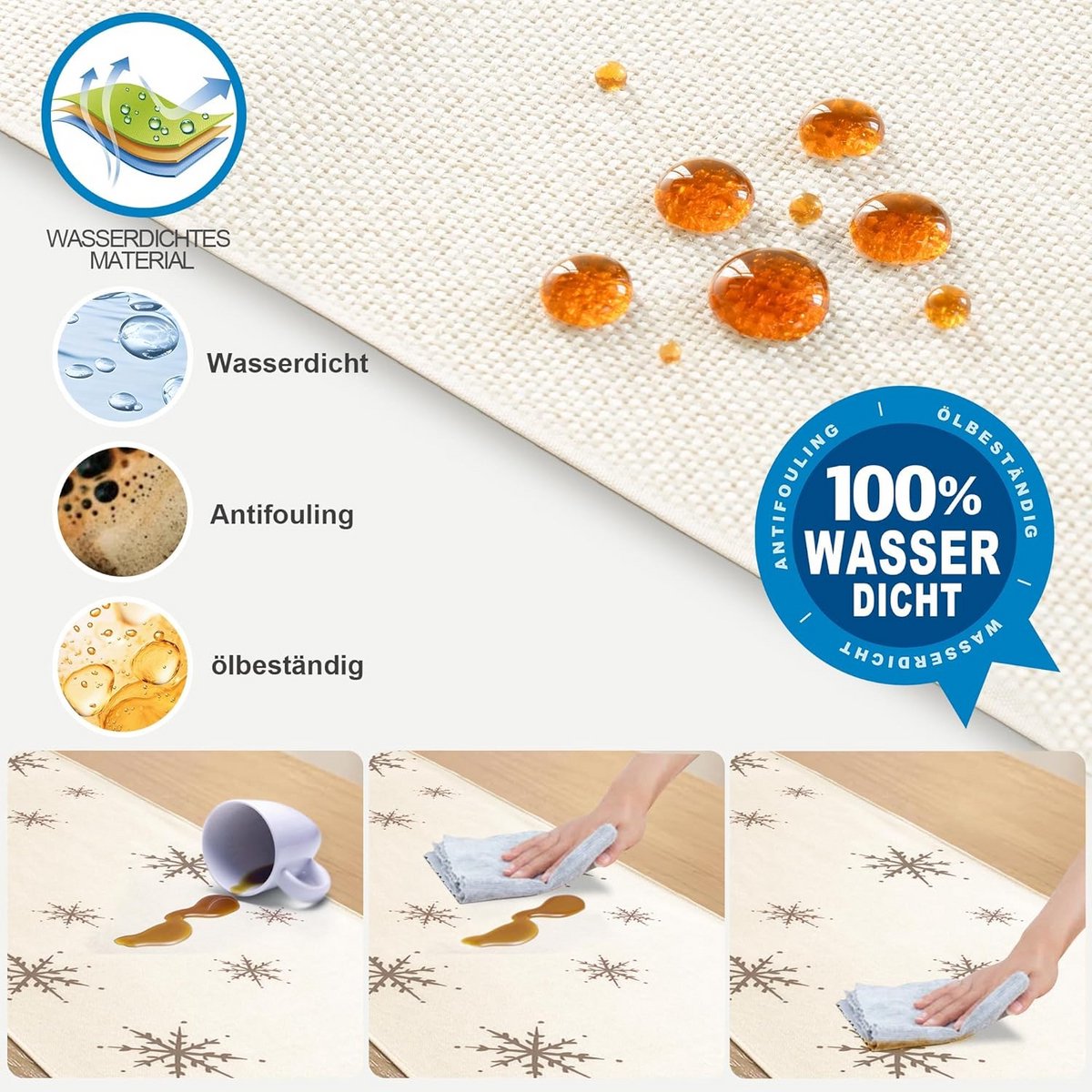 Kersttafelloper met Sneeuwman Design - Waterafstotend, Modern Voor Binnen en Buiten.