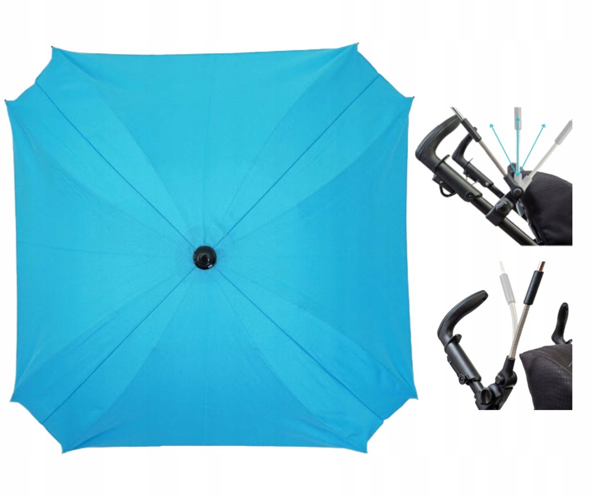 Kinderwagen parasol ze UV50+ filter, 62cm, ze verstelbare hoek, zeewaterkleur