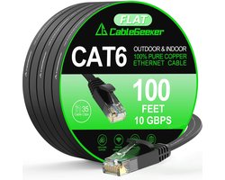 30.5m Cat 6 Ethernet Kabel - Hoogwaardige 10Gbps Flat Internet Kabel voor Binnen en Buiten