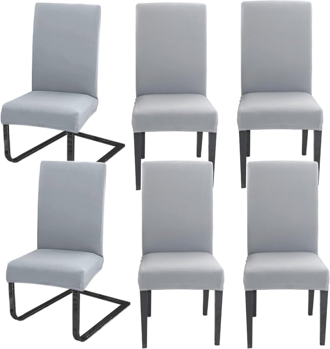 Set van 6 afneembare en wasbare stoelhoezen voor kantelbare stoelen