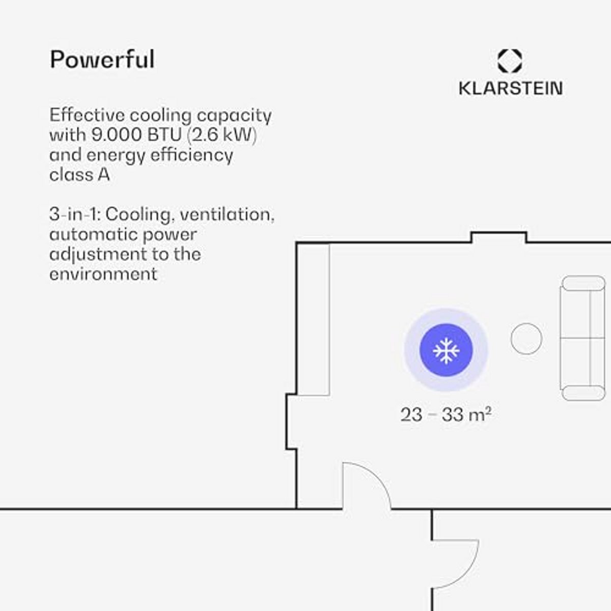 Mobiele Airconditioner 9000 BTU voor Ruimtes tot 32 m² - afbeelding 3