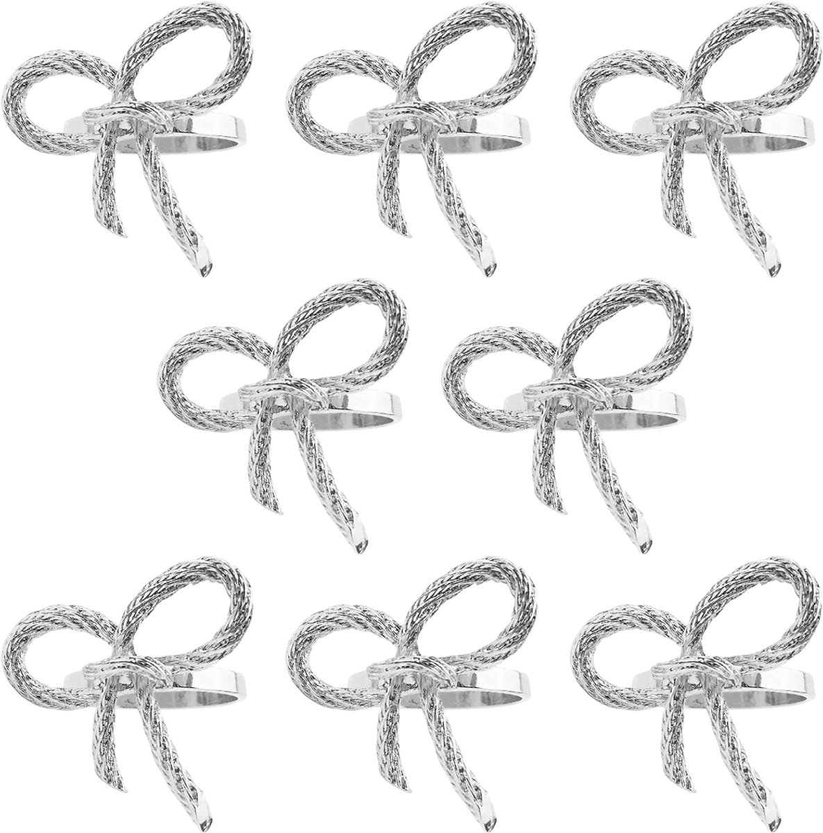 QTTVBTNA - 8 Stuks Strikservetringen - Metalen Servetringen met Vlinder & Bloem Motief - Feestelijke Tafeldecoratie voor Bruiloft & Kerst - Luxe Servethouders voor Hotel & Feestzaal - Tafelaccessoires - Zilver