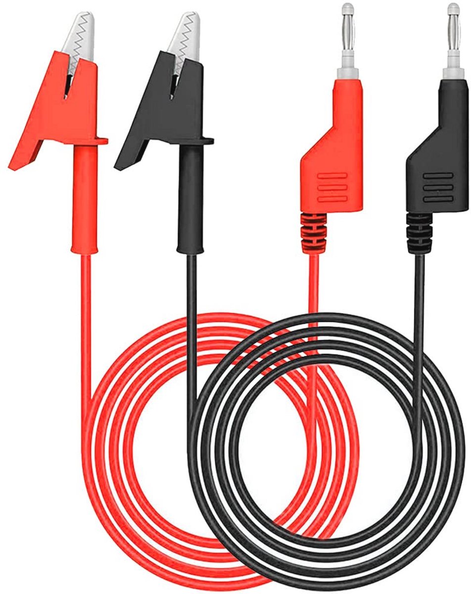 2 Stuks 4 mm Meetsnoeren met Banaanstekker naar Krokodillenklemmen - Flexibele Kabel voor Multimeter Elektrisch Testen