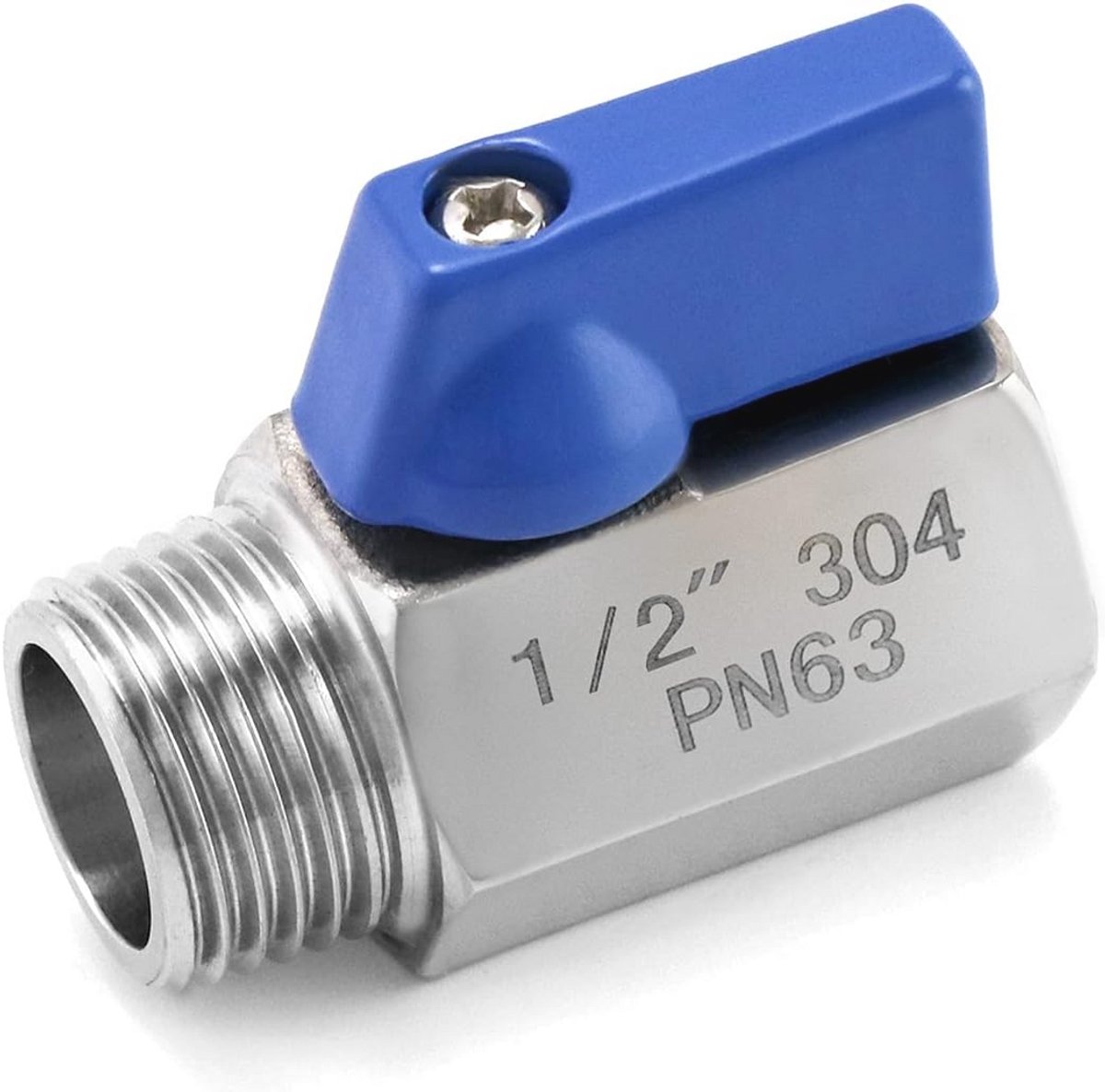 Mini Kogelkraan Afsluiter van Roestvrij Staal - Gereduceerde Doorlaat 1/2 Inch Binnendraad / Buitendraad