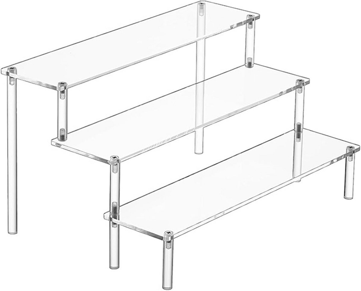 Transparante Acryl Organizer met 3 Niveaus voor Cupcakes, Desserts, Make-up en Natuur