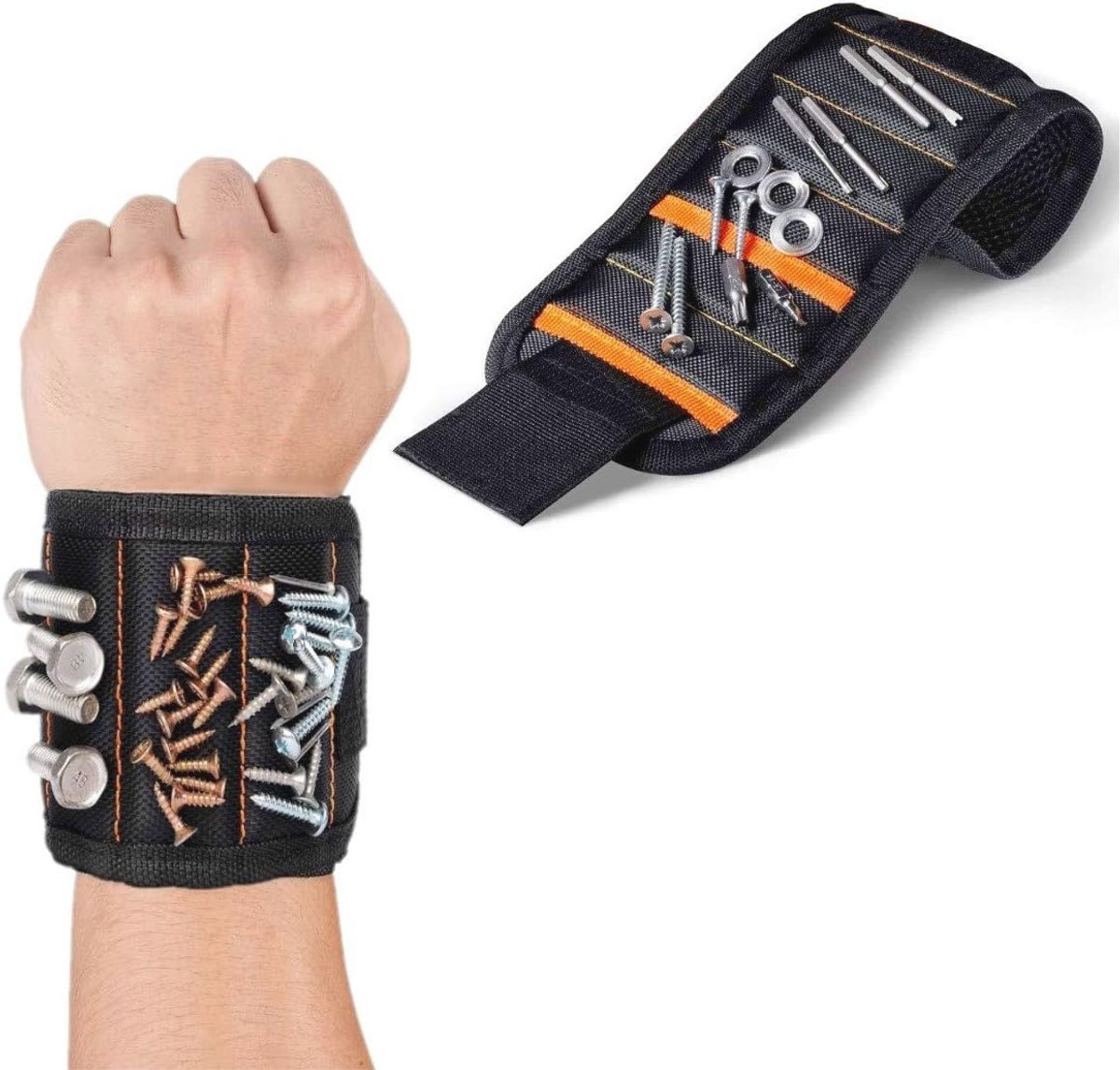 Magnetische polsband met 15 magneten voor het vasthouden van gereedschappen en materialen