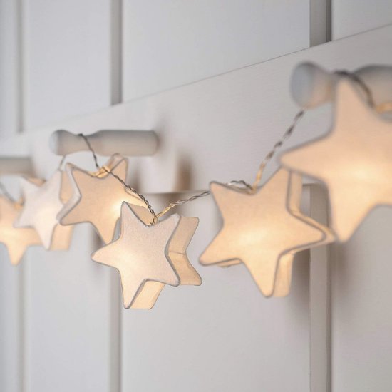 Lights4fun 10 pieces LED paper stars light chain warm white battery ...