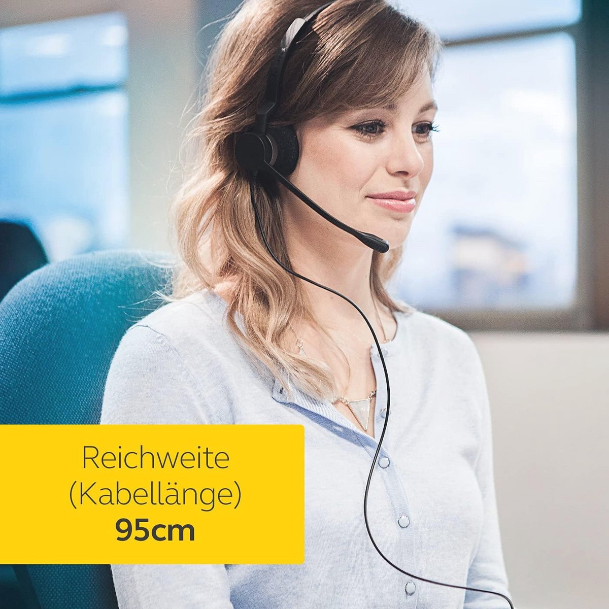 Jabra Biz 1500 QD On-Ear Stereo Headset with Quick Coupling, Cable Headphones with Noise Cancelling Microphone and Volume Point Protection for Table Phones
