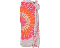 Pareo Sarong Wanddoek Wikkelrok Mandala Mint/Oranje Unisex