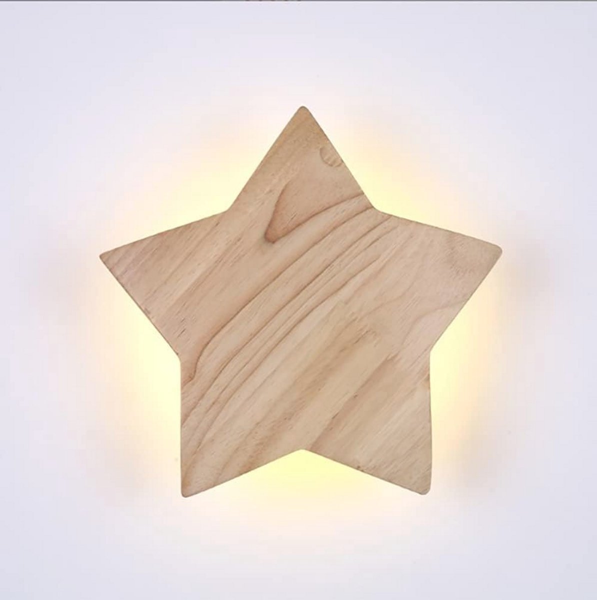 LIGKIN Wandlamp Moderne LED Muurlampen Binnen 15W Creatieve Houten Wandlamp 3000K Warm Licht Ster Nachtlamp Kinderen Slaapkamer Hal Woonkamer, Ø22CM