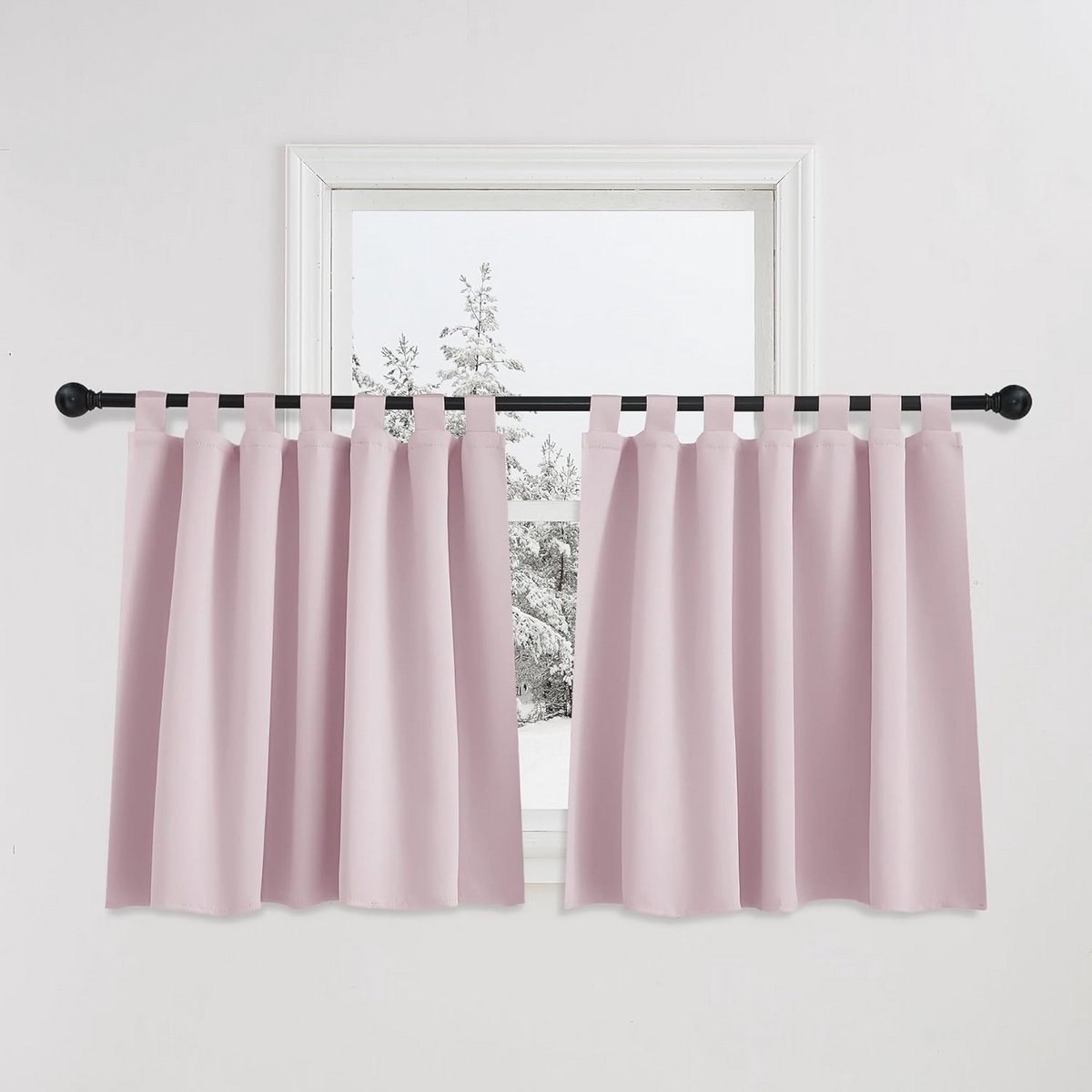 Korte Opaque Zwarte Gordijnen voor Kinds, Set van 2 120 x 140 cm (H x B), Lichtroze
