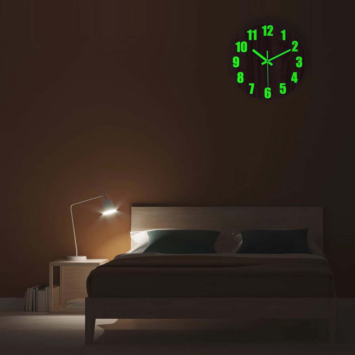 Lichtgevende wandklok met stille functie - 3D lettertype nachtlampje voor keuken, slaapkamer en woonkamer