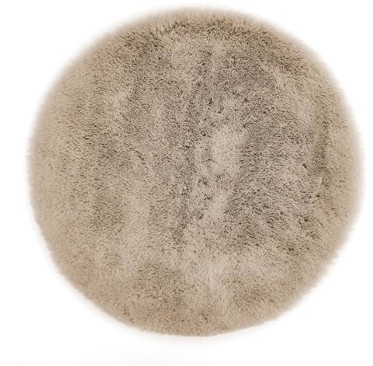 Zitkussen van kunstbont voor woonkamer en decoratie, 40 x 40 cm, rond, taupe, set van 4