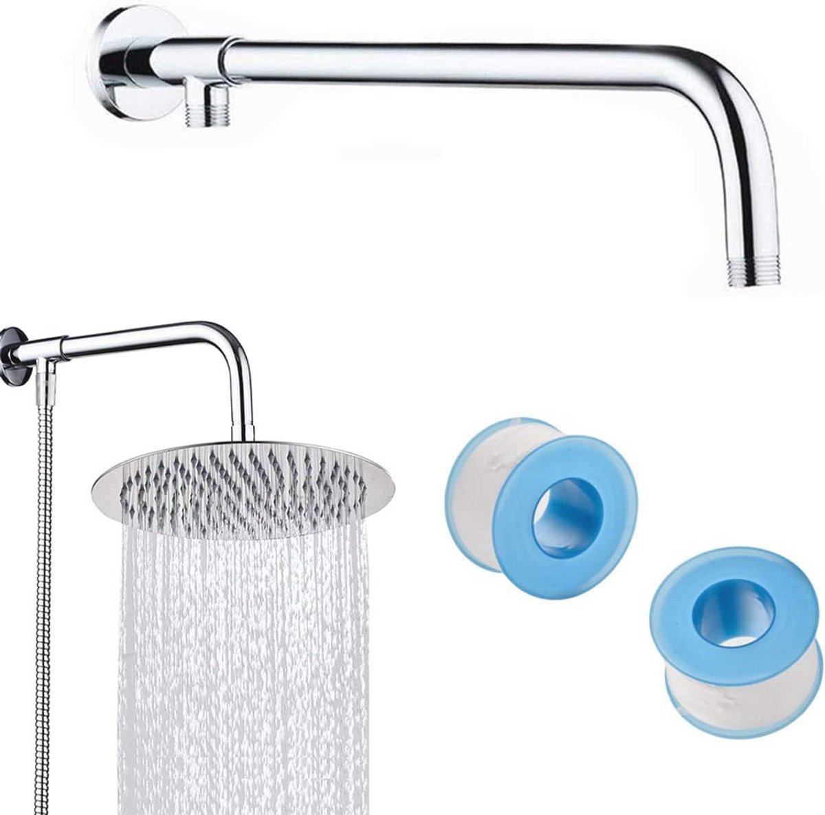 Roestvrijstalen Douchearm 41 cm met Universele Connector voor Regendouchekop