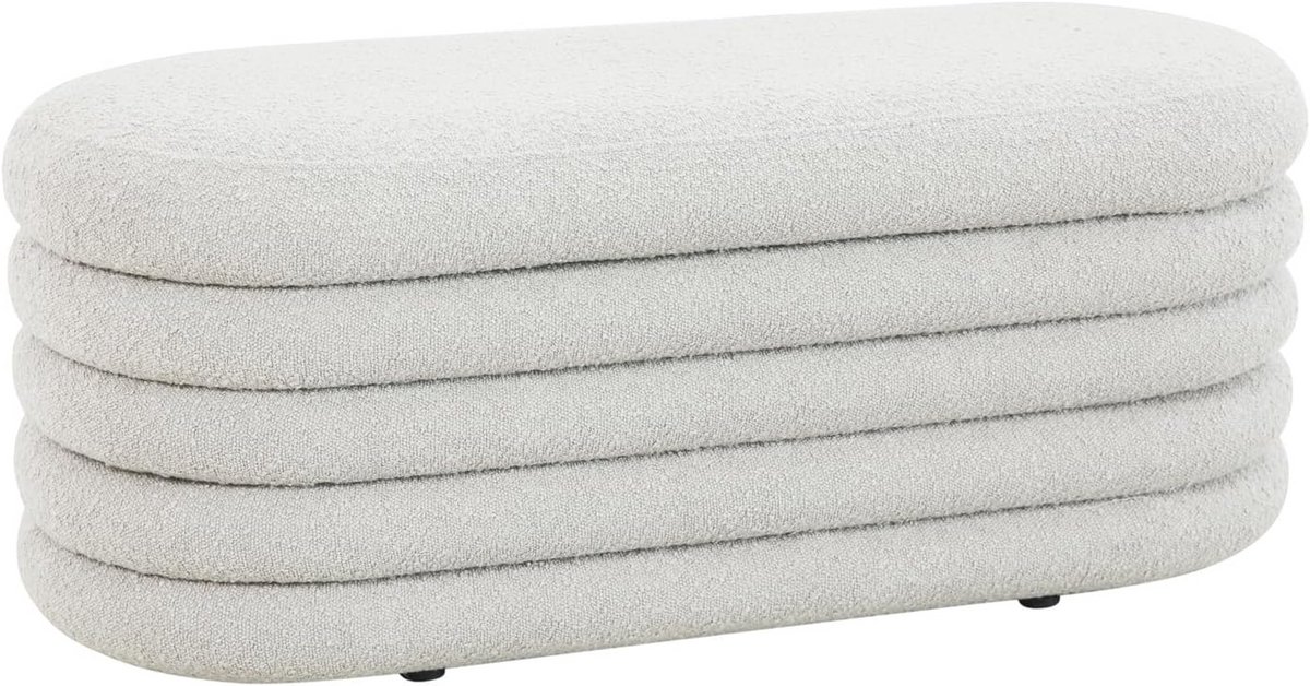 Stijlvolle XL Poef met Opbergruimte - Boucle Overtrek in Wit