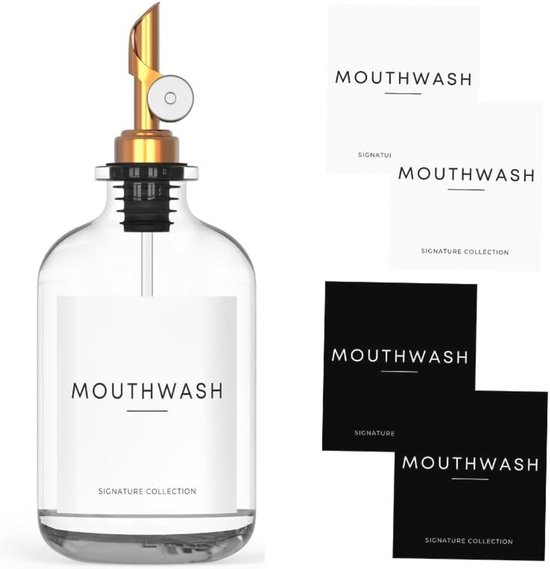 Glazen Tandpastadispenser Voor Gebruik In De Badkamer Navulbare Mondwatercontainer Van 8 8 Oz Met Deksel Kleine Doorzichtige Mondwaterfles Voor Op Het Aanrecht