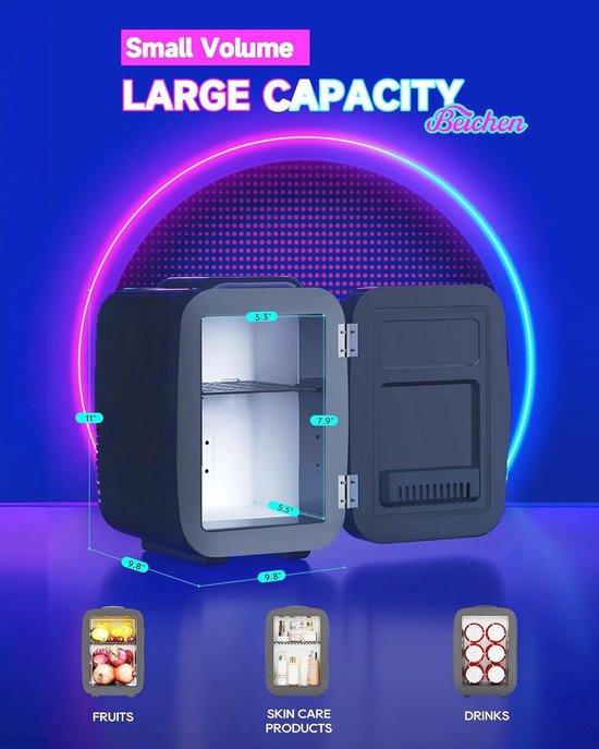Mini-koelkast 4 liter - Draagbare Thermo-Elektrische Koelkast voor Gaming en Kantoor van Merkloos — afbeelding 5