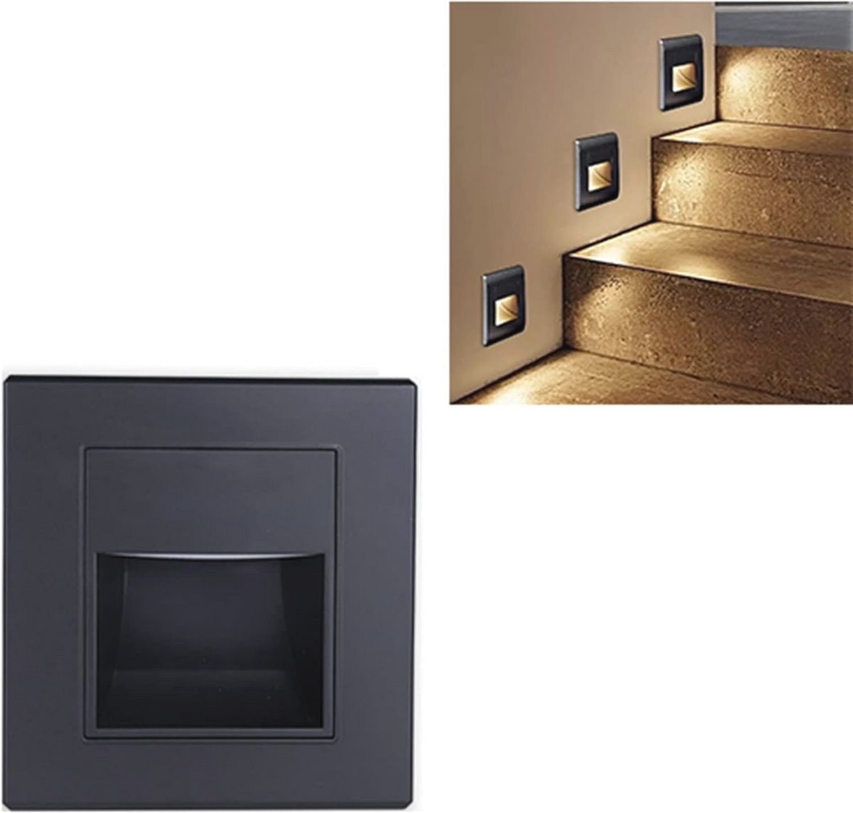 Set van 3 Warm Witte LED Traplampen voor Binnengebruik - Inbouw Wandverlichting voor Hal en Trap
