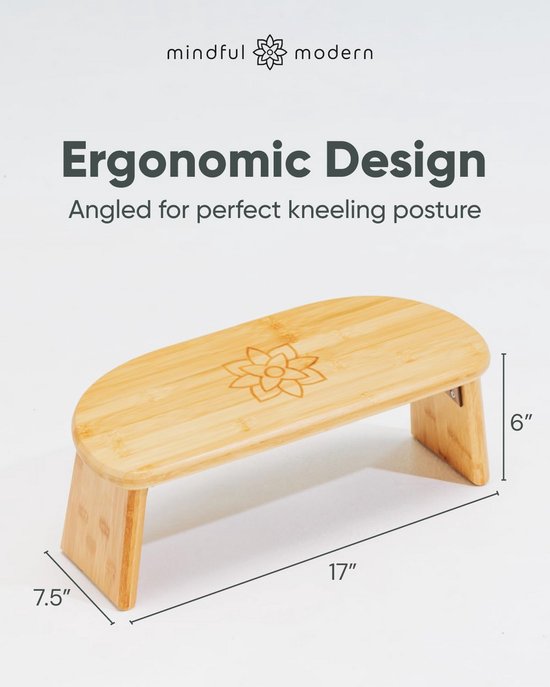 Ergonomische Opvouwbare Meditatiebank voor Zen-Meditatie en Yoga - Bamboe met Zacht Kussen van Merkloos — afbeelding 2