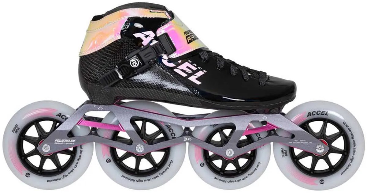 Powerslide Accel Race 110/100 Inline Skates Zwart,Roze EU 38 Man,Vrouw