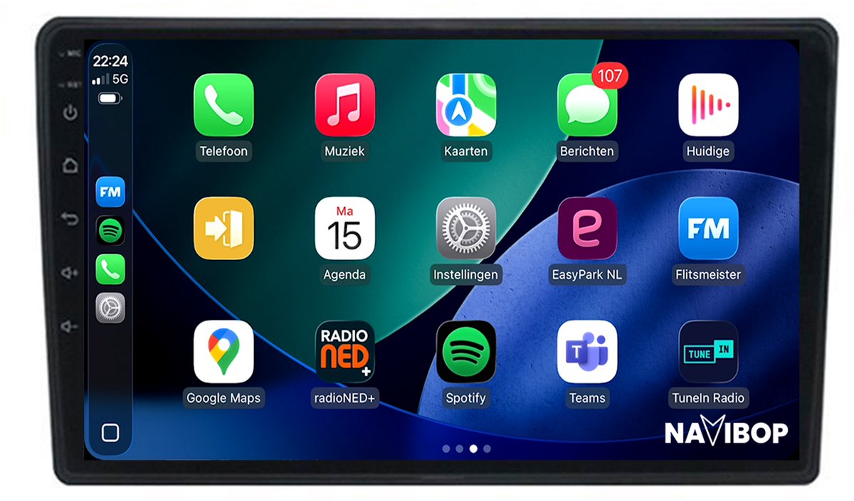 Geschikt voor Fiat Panda (2003 t/m 2012) | 9 inch Android 15.0 CarPlay autoradio | Draadloos CarPlay & Android Auto | 2GB RAM + 32GB | Externe microfoon & Achteruitrijcamera (AHD) | Bluetooth & WiFi | NAVIBOP NB-2177 | Bouwjaar 2003 t/m 2012