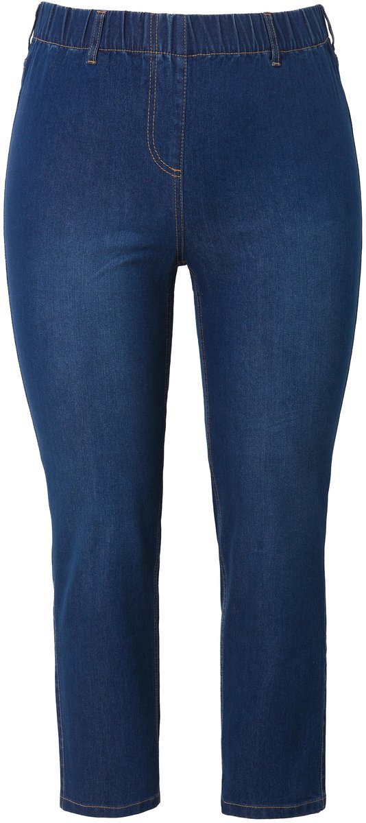 Ulla Popken - Dames - Sienna 7/8-jegging elastische tailleband strakke pijp - Blauw denim - Maat 44