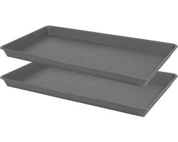 Set van 2 Rechthoekige Plantenbakken voor Binnen - Zaadstartbakken zonder Gaten (44,5 x 26,9 cm, Grijs)
