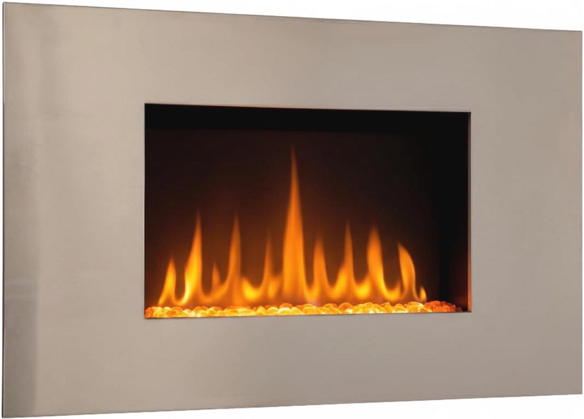 Elektrische Wandhaard met Realistische Vlam en LED-Verlichting - Verwarming tot 2000W