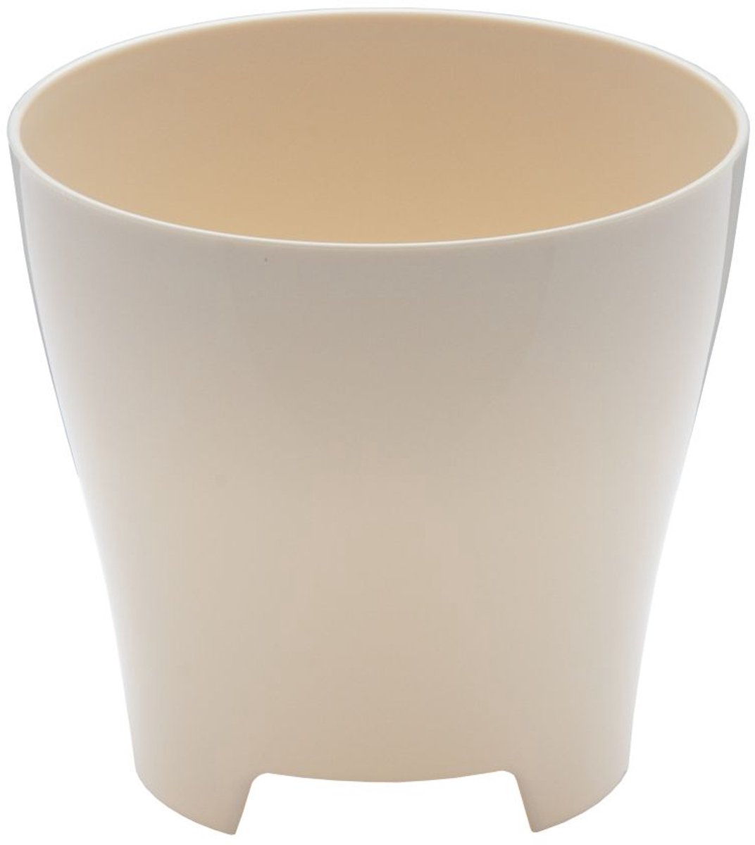 Plastia Luna Buitenpot – Ø 22 cm – Beige – Licht & Weerbestendig