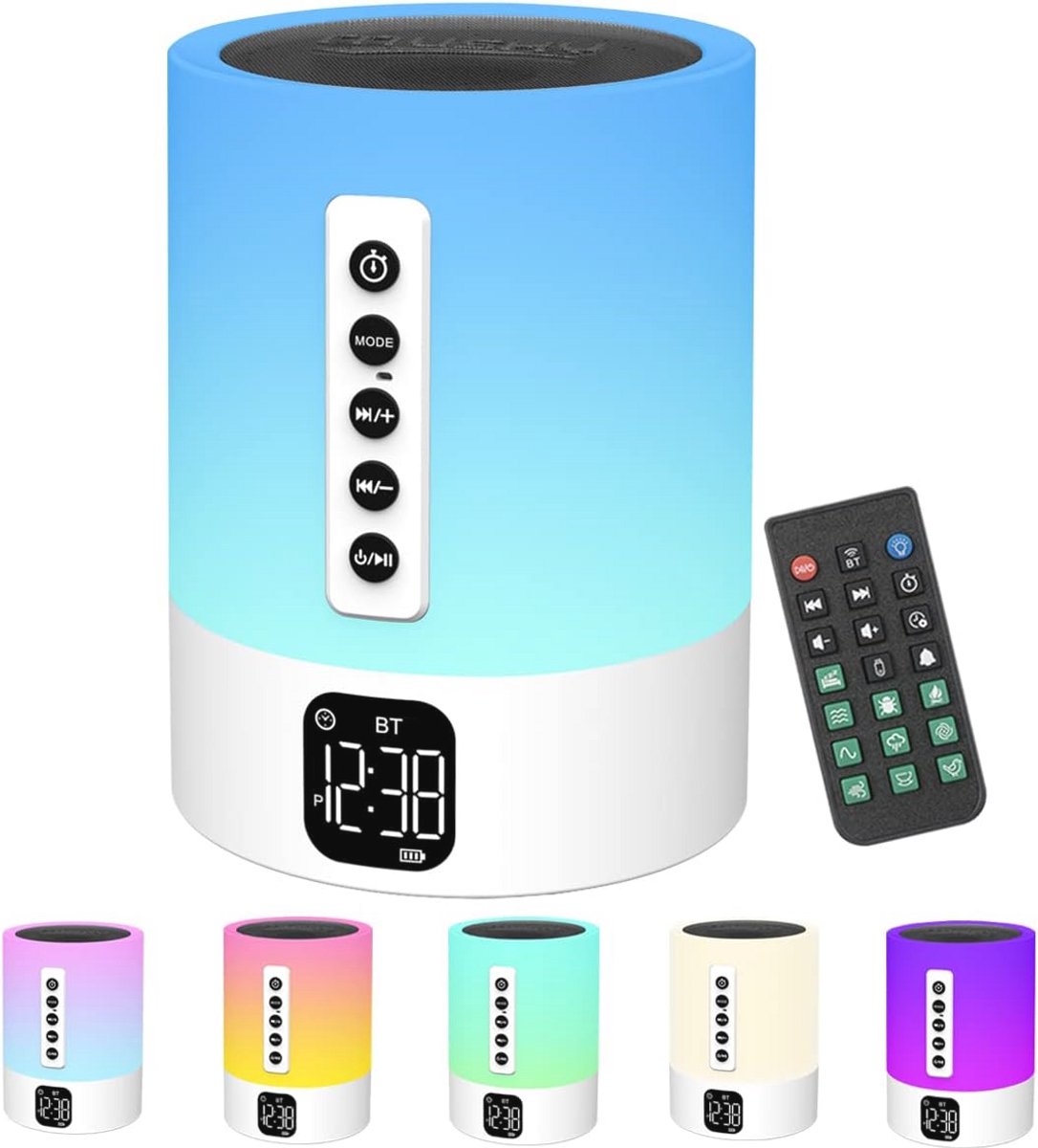 Multifunctionele Bluetooth-luidspreker 5-in-1 met Licht en Witte Geluidsmachine - Perfect als Geschenk voor Kinderen en Volwassenen