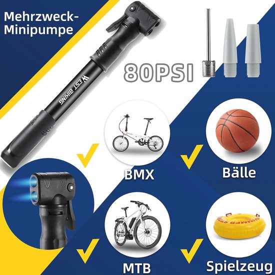 Compacte fietspomp voor alle ventielen - Ideale luchtpomp voor onderweg — afbeelding 2