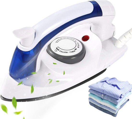 Travel Iron, 700W Mini Folding Handle Portable Steam Portable Temperature Control Non-Stick Coating with Fuse and Thermostat Small Steam Compact for Travel (EU Plug)