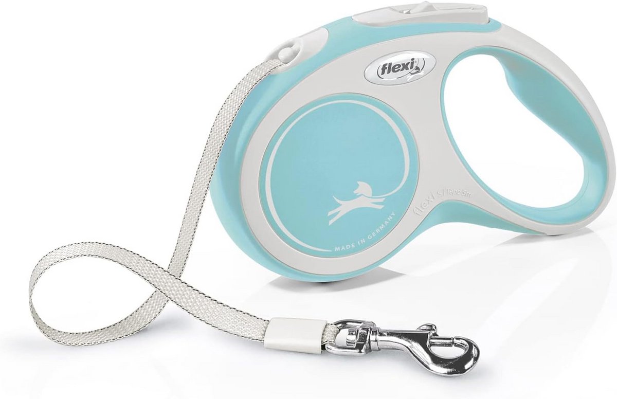 Intrekbare Hondenriem voor Honden tot 15 kg - 5m Comfort Tape in Grijs & Lichtblauw