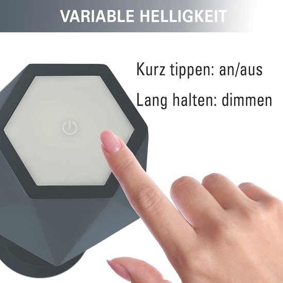 Clauss Led-vloerlamp met accu via USB oplaadbaar, draadloos, met dimmer, van metaal voor binnen en buiten, IP54, grijs, 10015 Clauss Led-vloerlamp met accu via USB oplaadbaar, draadloos, met dimmer, van metaal voor binnen en buiten, IP54, grijs, 10015