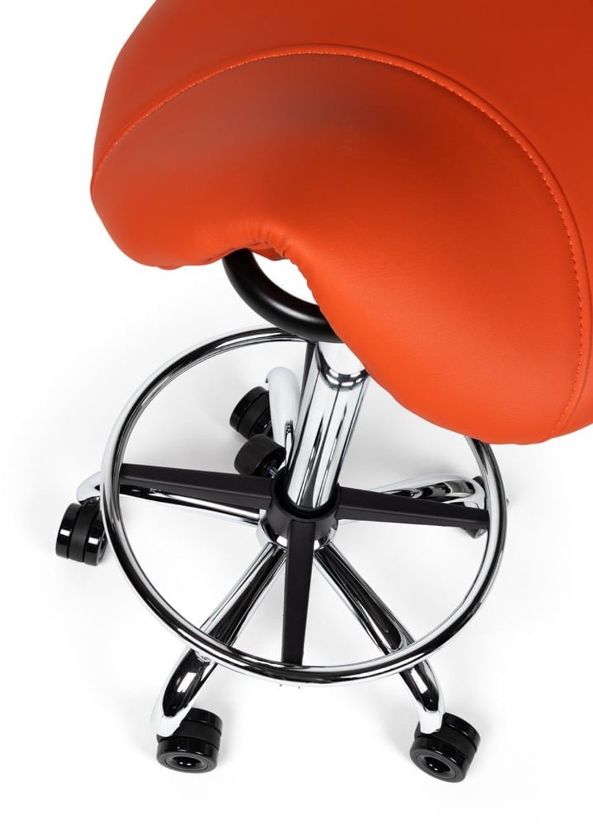 Ergonomische Kapperskruk Oranje op Wielen Standaard (50-68cm) / met Voetsteun