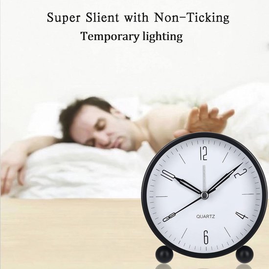 Analoge wekker zonder tikken met nachtlampje en luid alarm - Perfect voor kinderen — afbeelding 4