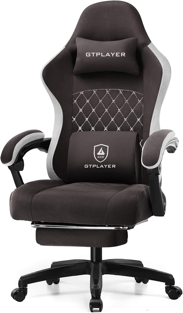 GTPLAYER - Gamingstoel Ergonomisch - Met Veerzitkussen en Voetensteun - Bruin