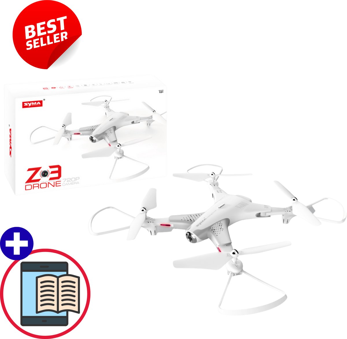 Z3 RC Drone Opvouwbare QuadCopter met 720P HD Camera Wit – Draagbaar, Lange Vluchtduur, 2.4G Stabiliteit, Smartphone FPV Verbinding, Beginnersvriendelijk Speelgoed Drone voor Indoor en Outdoor Luchtfoto’s – Compleet Starterspakket Met Ebook