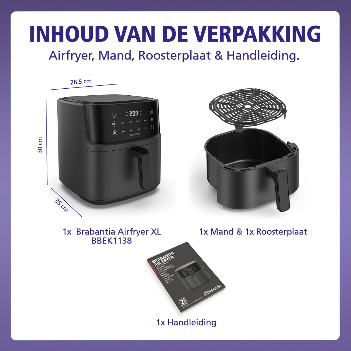 Brabantia Airfryer XXL met Dubbele Lade - 7.6 Liter - afbeelding 2