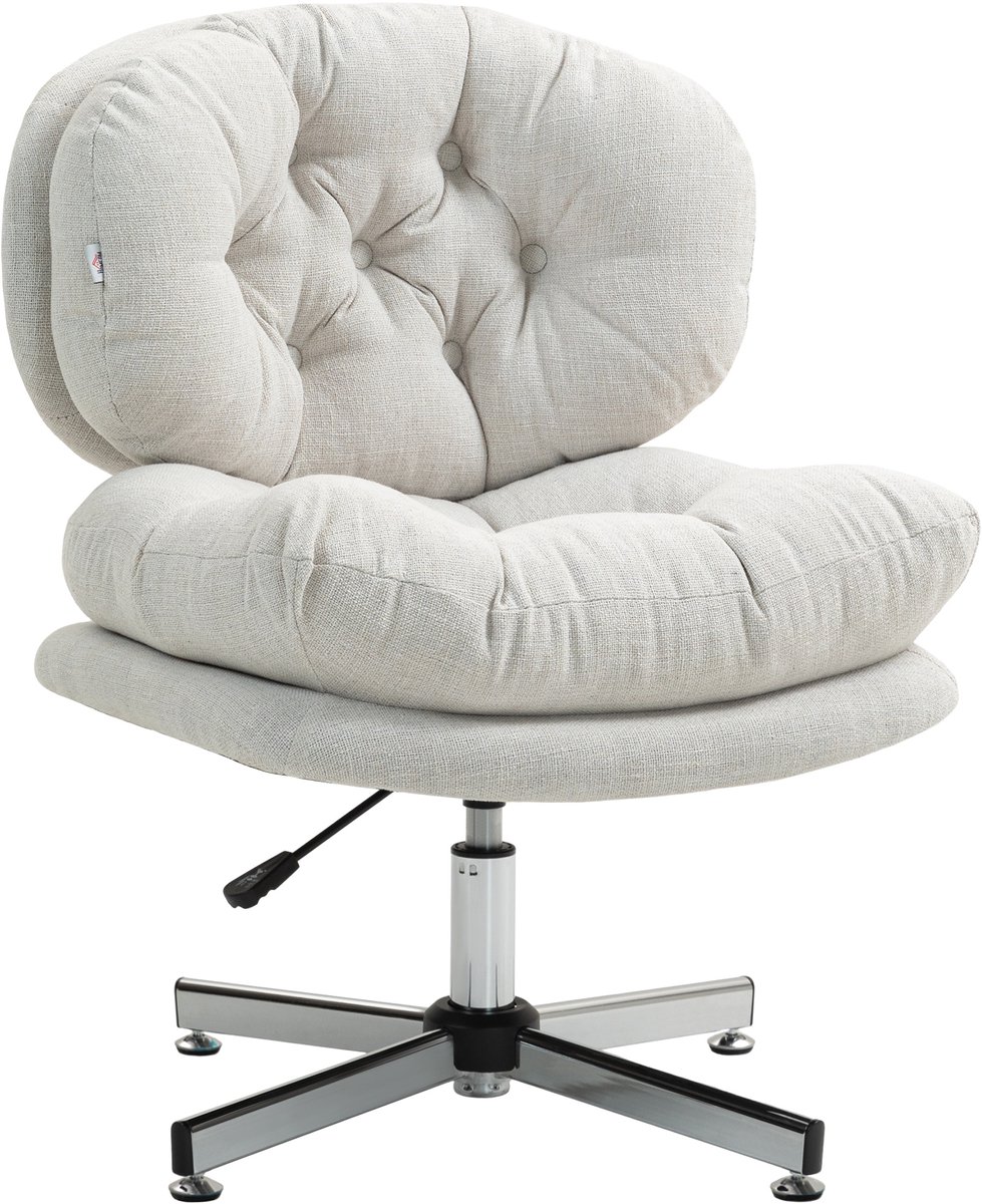 HOMCOM Office Chair Polyester 65L x 65B x 84-94H cm Cremeweiß