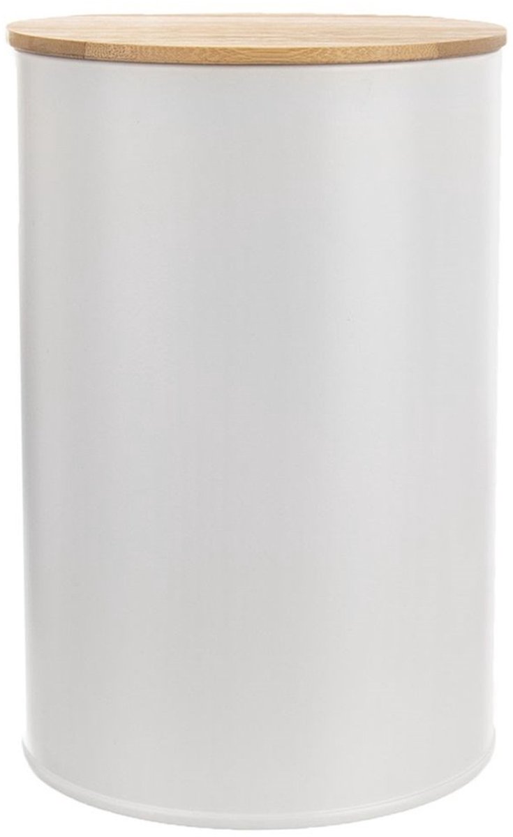 ORION Whiteline Serie - Metalen Voedselcontainer - 1.3L - Bamboe Deksel - Wit