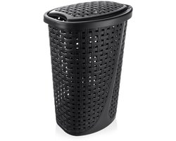 Orion - Wasmand - Zwart - 45L - Slank Ontwerp - Deksel
