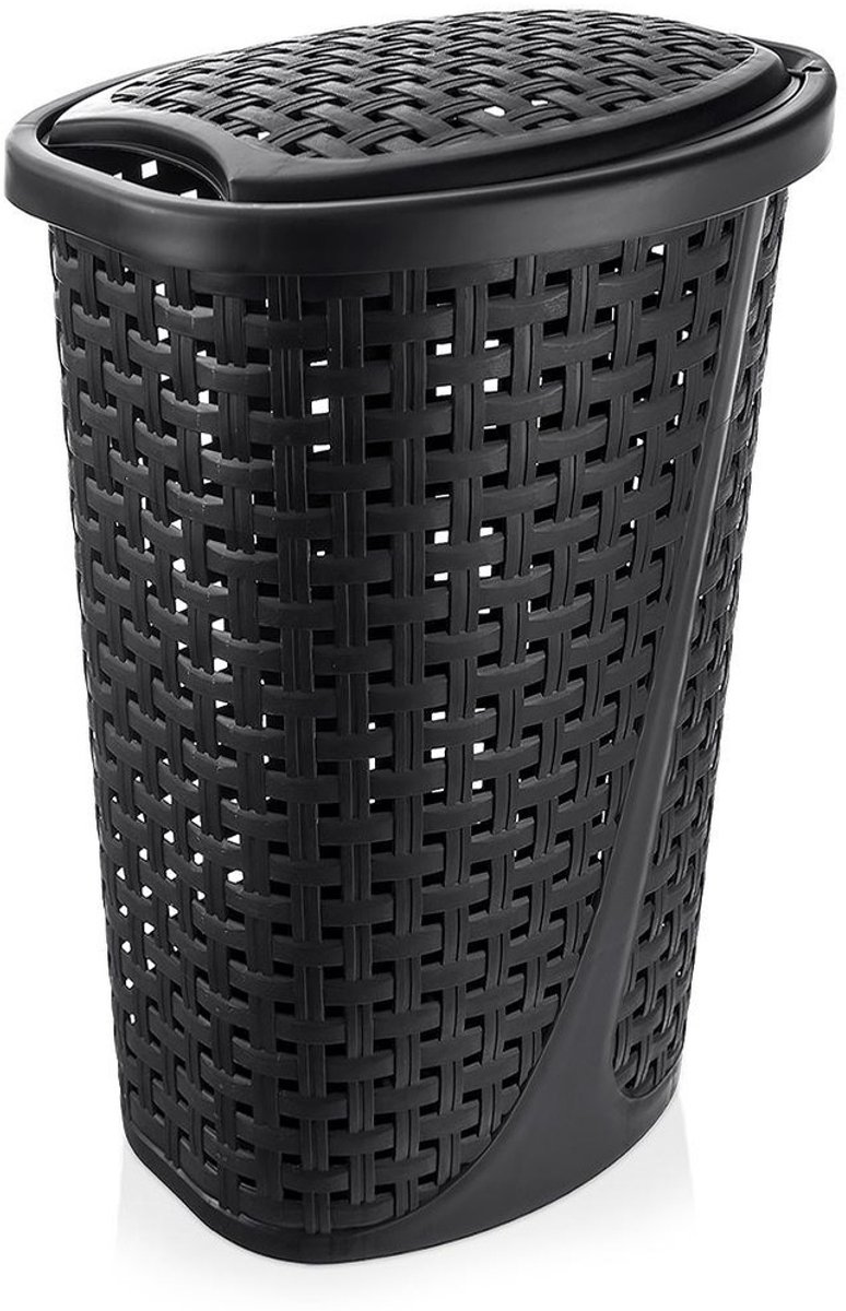 Orion - Wasmand - Zwart - 45L - Slank Ontwerp - Deksel