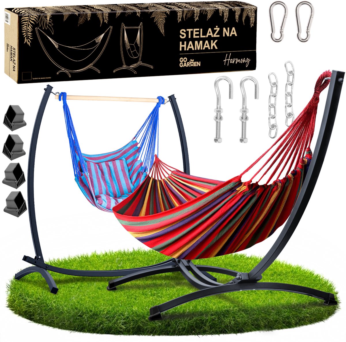 GoGarden Harmonia Duo - Tuinhangmat - Grafiet - 250 kg - Inclusief Standaard