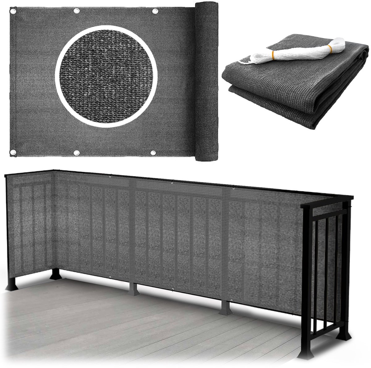 Merkloos - Schaduwdoek - Waterdicht - UV-bescherming - 0,9 x 3 m